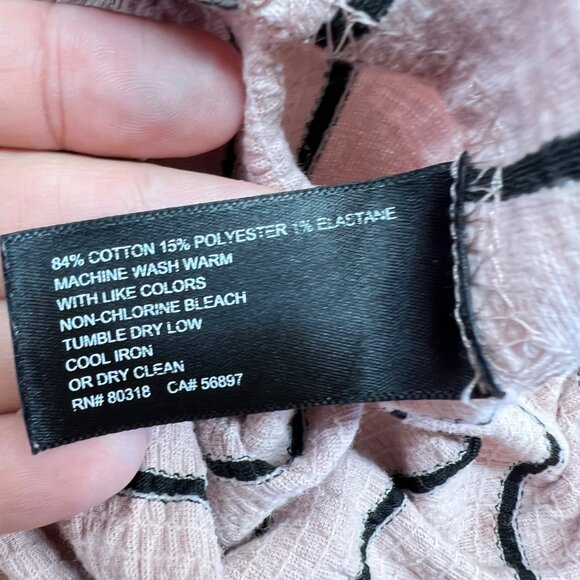 Lucky Brand Striped Short Sleeve Top With Side Ties Pink Size Medium - Picture 9 of 10